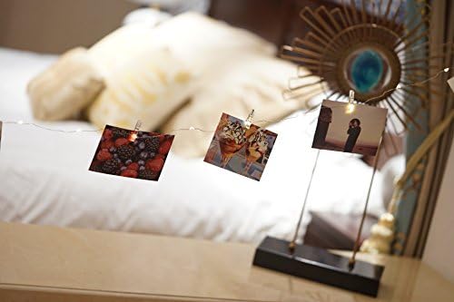 JEDER LED String Fairy Lights Battery Powered Clothespin Clip Warm White String Lights 30LEDs Indoor Decorative Silver Wire Lights for Bedroom Patio Outdoor Garden Stroller Christmas Tree(10ft)