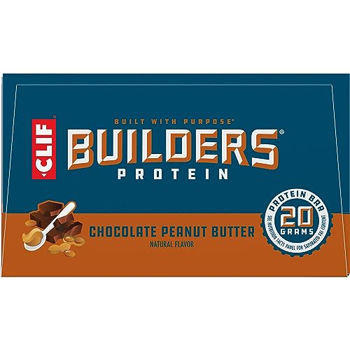 CLIF BUILDERS – CHOCOLATE PEANUT BUTTER FLAVOR – PLANT BASED PROTEIN BARS – GLUTEN FREE – NON-GMO – LOW GLYCEMIC – 20G PROTEIN – 2.4 OZ. (12 PACK)