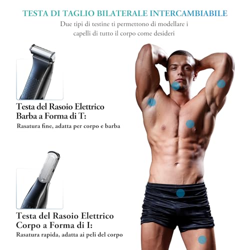 kensen Men's Electric Shaver Body Waterproof 2 in 1 Men's Body Shaver Intimate Wet & Dry Hair Trimmer with Adjustable Combs 1-10 mm for Limbs & Torso & From the Waist Down 100 Minutes