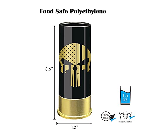 12 Gauge Shot Glasses- Perfect Shot Glass Set with Pourer-Great Mancave Gift for Father’s Day,Christmas or Birthday (Skull)