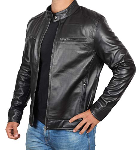 Blingsoul Mens Leather Jacket Black Biker Outfit | [1100124] Dodge - L