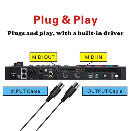 FORE USB IN-OUT Recording MIDI Interface Converter/Adapter Snake Cable with 5-PIN DIN MIDI Cable for PC/Laptop/Mac