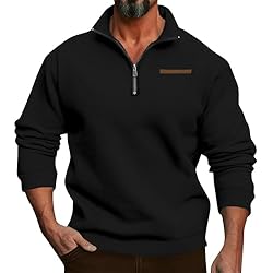 Mens Quarter Zip Pullover Vintage Fashion Long