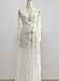 Yomoko Sexy Deep V-Neck Long Sleeve Lace Beach Dress See-through Maxi Dress, White ,X-Large