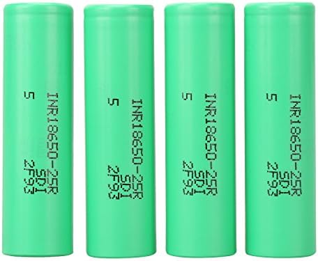 ZWXJ Replace For Samsung INR18650-25R 18650 Battery 2500mAh 3.7V Rechargeable Flat Top Batteries (4-Pieces)