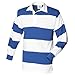 Front Row Sewn Stripe Long Sleeve Sports Rugby Polo Shirt (L) (Duck Egg/Navy)