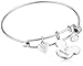 Disney Stainless Steel Catch Bangle with Silver Plated Crystal Mickey Mouse Head, 