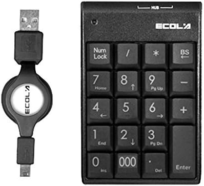 ECOLA NT-19HUBK Mini Smart Portable USB Number Keyboard 2 HUB Keypad for Notebook Laptop