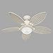 Hunter Indoor Ceiling Fan with light and pull chain control - Caribbean Breeze 54 inch, White, 54094