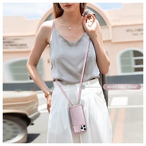 ZVE iPhone 13 Pro Max Crossbody Wallet Case, Zipper Phone Case with