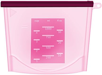 Wumal 1-Liter Fresh Bag, Reusable Silicone Food Storage Bag,Versatile Cooking Bag,No-BPA (Red)