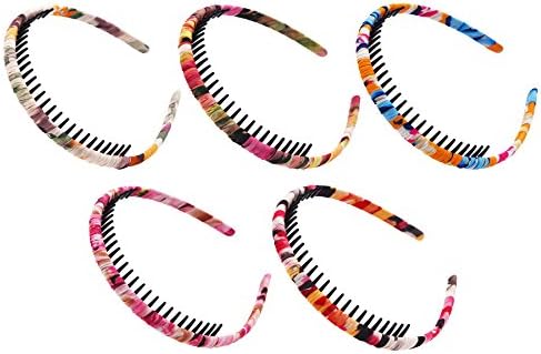 STHUAHE Woman 5PC Bohemia Style Protection Resin Teeth Comb Hair Hoop Hairband Headband Hair Accessories by Beauty Hair (5 Color)
