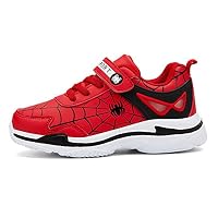 ROKIDS Kids Boys Girls Cartoon Spiderman Waterproof Leather Sneakers 10 Little Kid, Red/Black