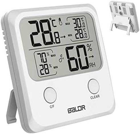 Digital Humidity Monitor Hygrometer Accurate Temperature Gauges, Big Digit Humidity Meter LCD Display, High Precision Temperature Humidity Sensor with Sensitive Vent Construction Max Min Arrow Trends