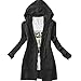 Women's Casual Long Sleeve Knitting Hooded Cardigan Jacket Pocket Sweater (Black)