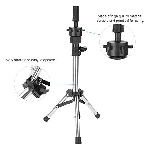 Hairdressing Training Head Holder, Professional Adjustable Salon Model Hairdressing Hair Clamp Mannequin Wig Clamp Manikin Tripod Stand Silver - Thumbnail 3