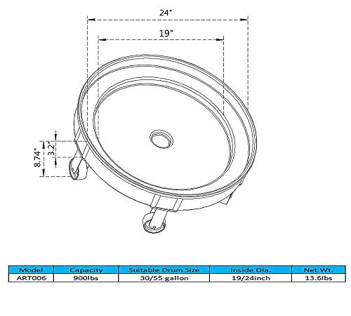 Amarite Plastic Drum Dolly for 30 gal and 55 gal Drums, 900 lb. Capacity