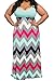 Linsery Women's Plus Size Scoop Neck Tank Top Chevron Zig Zag Stripe Maxi Dress (XXL, Blue-1)
