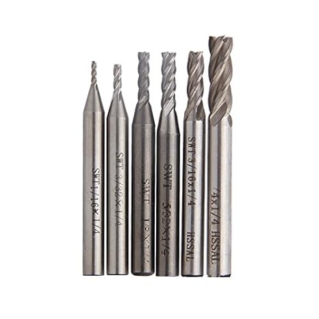 Generic 4-Flute Milling 1/16-1/4 inch Carbide End Mill 6pcs