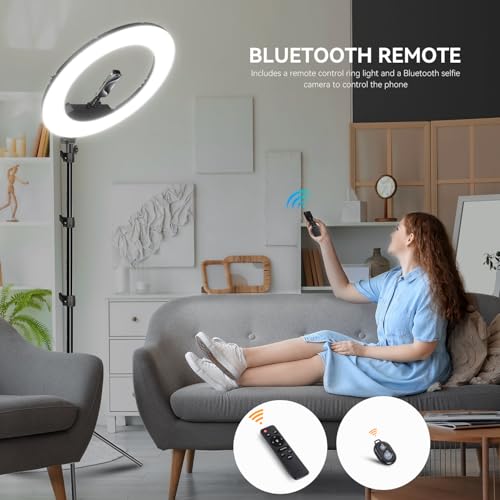 18 Inch Ring Light Kit, 55W6700k Dimmable LED Light, Tripod Stand, Remote Controller,Box,CRI95,Black