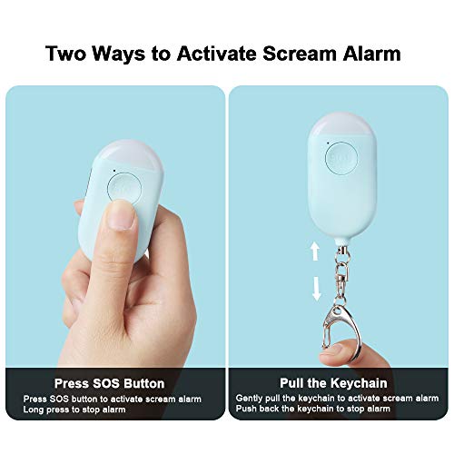 Personal Security Alarm Keychain with LED Flashlight for Women and Seniors - USB Chargable Safe Personal Scream Alarm Emergency Self Defense Alarm Safety Alert for Girls Kids and Men