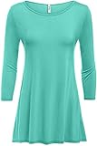 Simlu Mint Tunic Top For Women Mint Basic Loose T Shirts Tunic Tops,Mint,X-Large