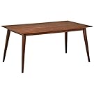 Rivet Mid-Century Modern Oak Dining Table, 63" W, Walnut