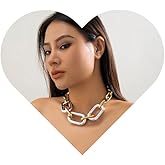 Vcagirest Chunky Cuban Link Necklace Buckle Choker Necklace Hiphop Thick Clavicle Statement Necklace Punk Chain Jewerly for Women