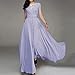 Women's Boho Solid Chiffon V-Neck Cocktail Bridesmaid Evening Party Gown Ball Prom Long Maxi Swing Dress Lilac XXXL/US 18