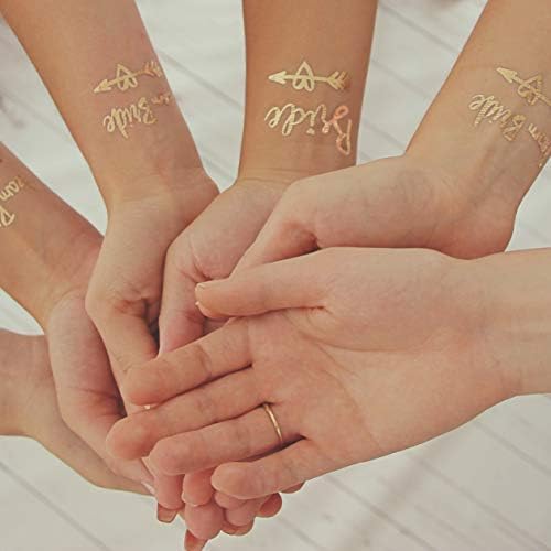 Victoris Bride to be sash and tattoo set team bride, hen party decoration accessories, bridesmaid henna gold accessory (gold) - Image 4