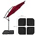 Blissun 4-Piece Cantilever Offset Patio Market Umbrella Base Stand Sand or water Filled Square (Heavy-duty HDPE plastic)