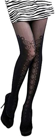 Sexy Black Gothic Pattern Print Sheer Print tights XS ~ M