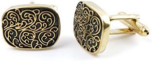 2 Pairs Cufflinks Cuff Links 03675 Golden Roman Pattern Mens Vintage Gift for Tuxedo Shirts Wedding Party
