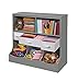 Badger Basket Combo Toy Storage Organizer and Bookshelf - Kids Storage Unit with 3 Removable Baskets, Open Shelves, Top Display Surface - Gray