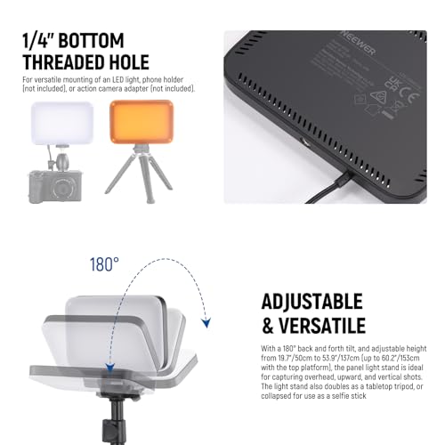 NEEWER Basics 2 Pack LED Video Light Panel Lighting Kit, Bi Color Dimmable Portable Studio Lights with Stands & Filters, 3200K-5600K 750lux CRI95 for Video Recording Live Streaming Photography, BP66