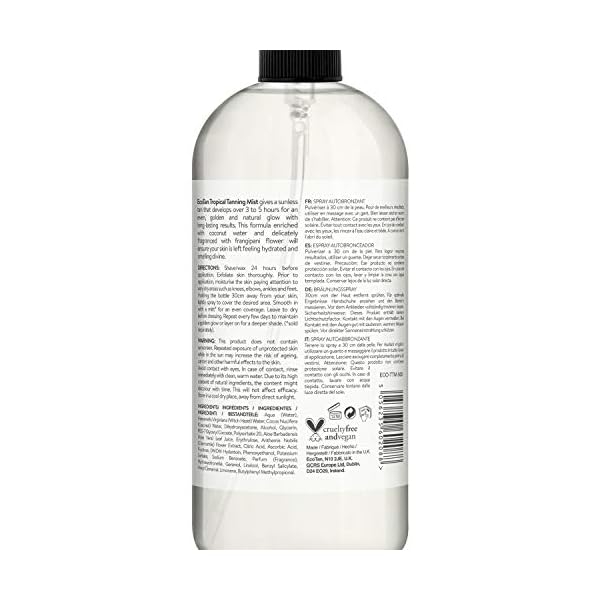 EcoTan-Tropical-Tanning-Face-and-Body-Mist-Spray-500ml-Long-Lasting-Natural-Golden-Bronzing-Self-Tan-Aloe-Vera-Chamomile-Coconut-Water-Vegan-Cruelty-Free-No-Rinse-Formula-Streak-Free-Glow EcoTan Tropical Tanning Face and Body Mist Spray 500ml, Long-Lasting Natural Golden Bronzing Self Tan, Aloe Vera…