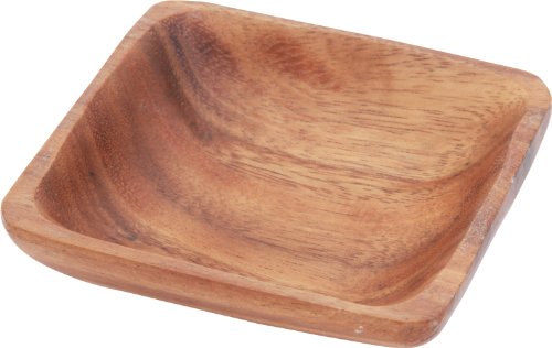 不二貿易 アカシア 木製食器 スクエアボウル 小皿 取り皿 幅10×奥行10×高さ3.5cm ハンドメイド 天然木 23881
