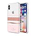 Kate Spade New York Phone Case For Apple iPhone X and 2018 iPhone XS Protective Phone Cases with Slim Design Drop Protection and Floral Print, Charlotte Stripe Rose Gold Glitter/Blush/Clear