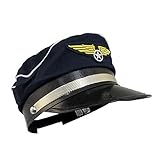 Jacobson Hat Company Pilot Hat Costume Accessory, White/Back/Gold/Multicolor, One Size