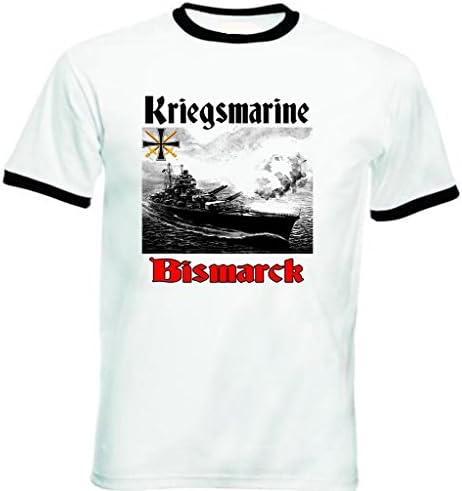 teesquare1st Men's Kriegsmarine Bismarck Black Ringer T-Shirt