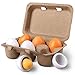 StillCool Wooden Toys for 3 Year Old, Pretend Play Food Set for Kids Play Kitchen, 6 Cuttable Toy Eggs Idea for Boy Girl Easter Birthday Gift