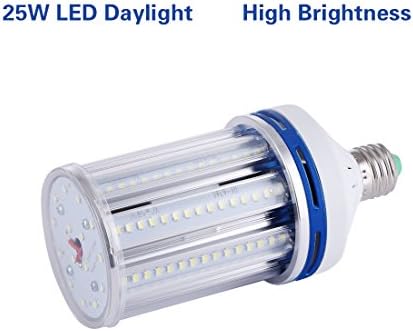 25W Led Corn Light Bulb,200Watt Incandescent Bulb Replacement, 2500LM,Cool White 6000K,E26 Base, AC85~265V, Not-Dimmable, for Warehouse,Street Lighting,Post Lighting, Garage, Factory, Backyard,etc.