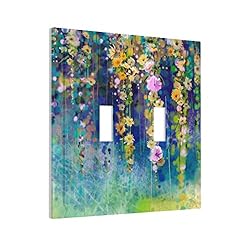 Green Wild Flower 2 Gang Double Toggle Light Switch