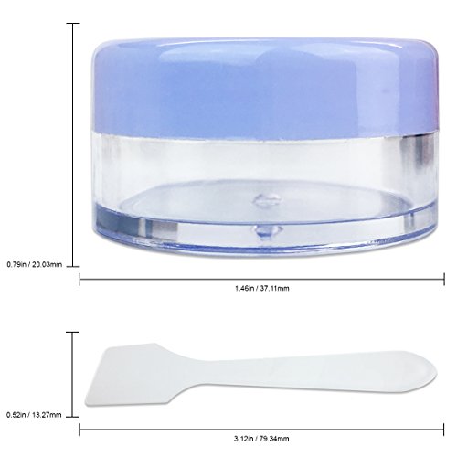 Beauticom 4 Pieces of Lavender Baby Blue Clear Plastic Makeup Face Skin Cream Empty Cosmetic Jar 10ml / 10g (Also Includes 2 Pieces Spatulas)