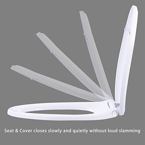 Hibbent Premium One Click Elongated Toilet Seat with Cover(Oval) Easy