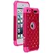 iPod Touch 5 / iPod Touch 6, Touch 5 / Touch 6 Case, Style4U Studded Rhinestone Crystal Bling Hybrid Armor Case Cover for Apple iPod Touch 5 / iPod Touch 6 with 1 Stylus [Hot Pink/Hot Pink]