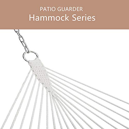 PATIO GUARDER 14 FT Portable Hammock with Double Size, Quick Dry Hammock with Solid Bamboo Spreader Bar and Chains, Outdoor Patio Yard Beach Hammock, UV Resistance, 450 Lb Capacity, Stripe Multicolor