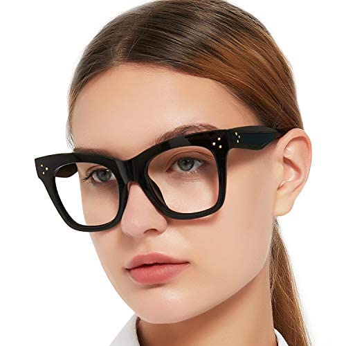 OCCI CHIARI Women's Bifocal Blue Light Blocking Reading Glasses +1.5 Retro Rectangle Readers for Women Oversized Readers (Black, 150)