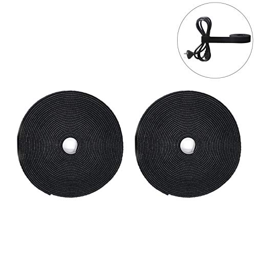 Patu Reusable Multi-Purpose Fastening Tape Cable Ties - 2 Rolls 5 Yards x 0.5 Inch Width Hook and Loop Cord Management Wire Organizer Straps, Black - Thumbnail 5