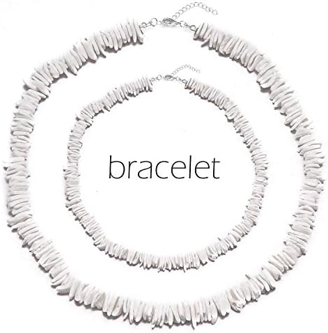 Women Puka Sea Shell Choker Necklace Bracelet Set for Women Cowrie Shell Tatement Adjustable Cord Pendant Set